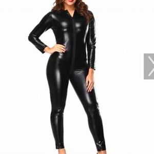 LEG AVENUE SLINKY CATSUIT JUMPSUITT SZ MEDIUM SEXY STRETCH